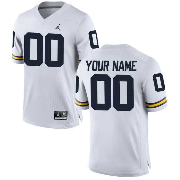 Mens Michigan Wolverines Customized Brand Jordan White Stitched College Football 2016 NCAA Jersey->customized ncaa jersey->Custom Jersey